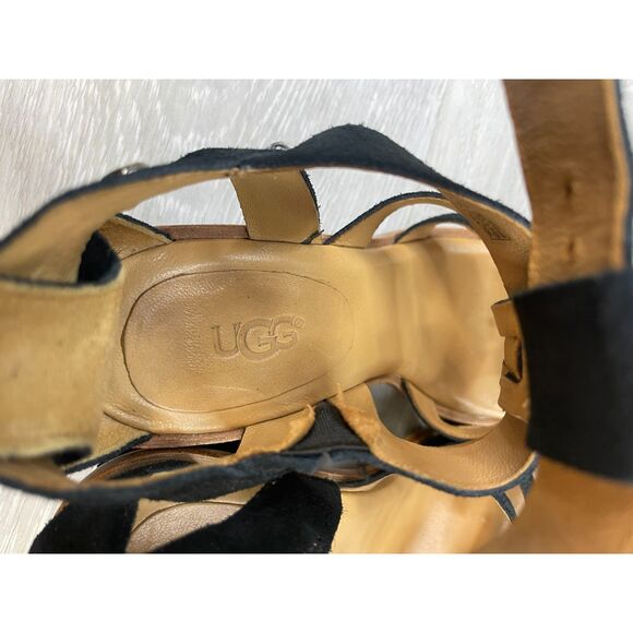 UGG Macayla Women's Sandal Slingback Gladiator Strappy Ankle Heel 7.5 Black Shoe - Picture 11 of 11